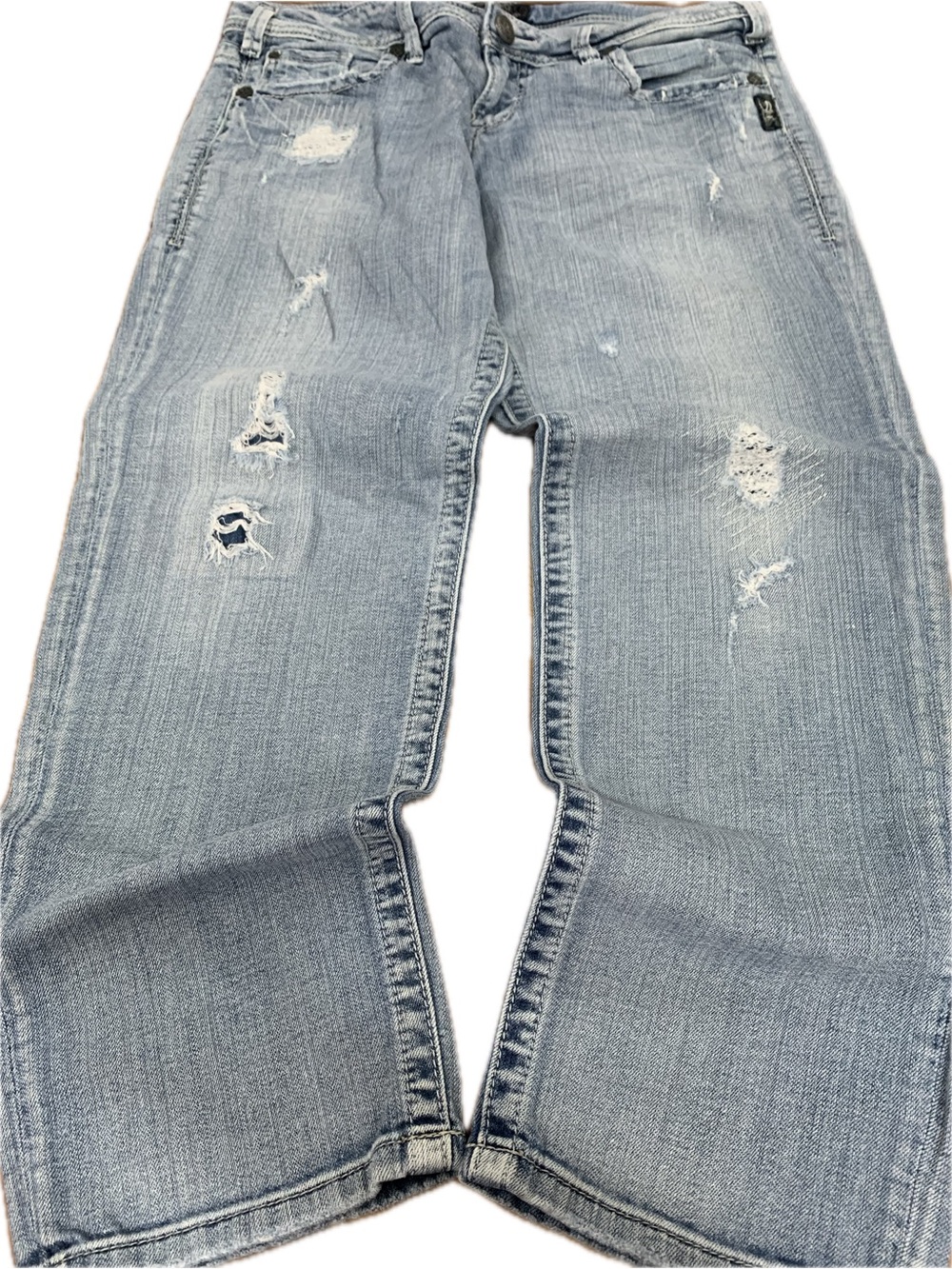 Silver Jeans Sam Boyfriend Cut Women’s Distressed Jeans Size 29 x 28 99% Cotton